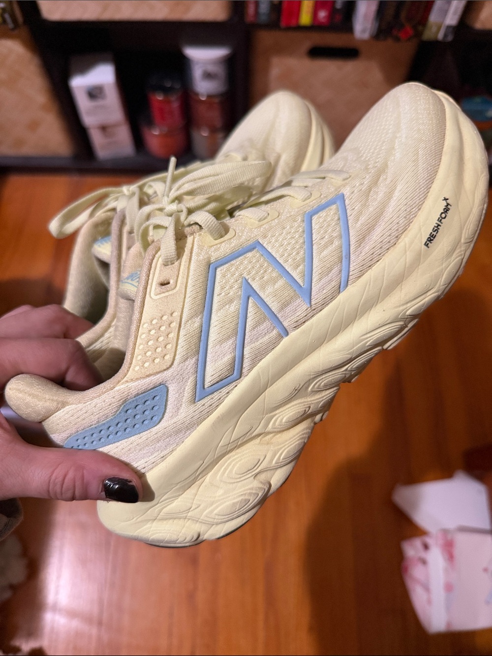 New Balance Women’s Bright Yellow/ Green Mesh Running Shoes with Blue Accents